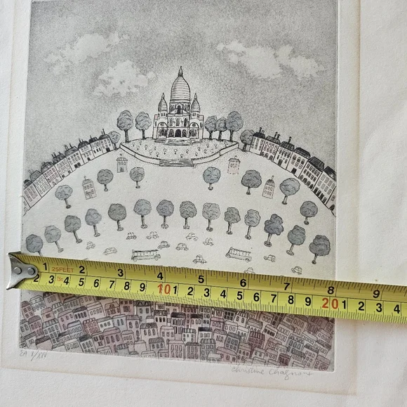 Christine Chagnoux Montmarte 1960s Signed Numbered Muted Water Color Litho Paris - Picture 7 of 16